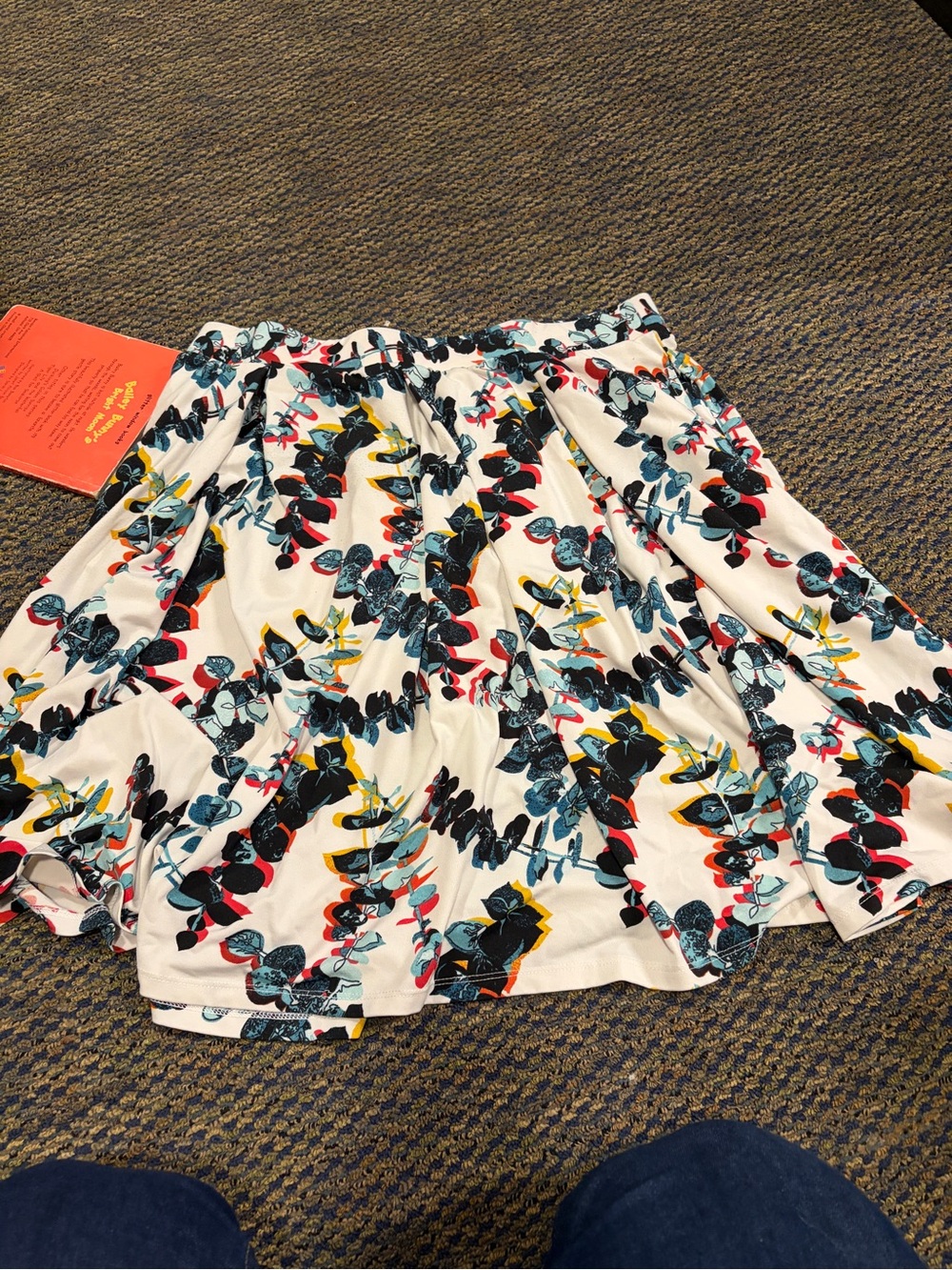 LuLaRoe White Circle Skirt with Multicolor Floral Motif